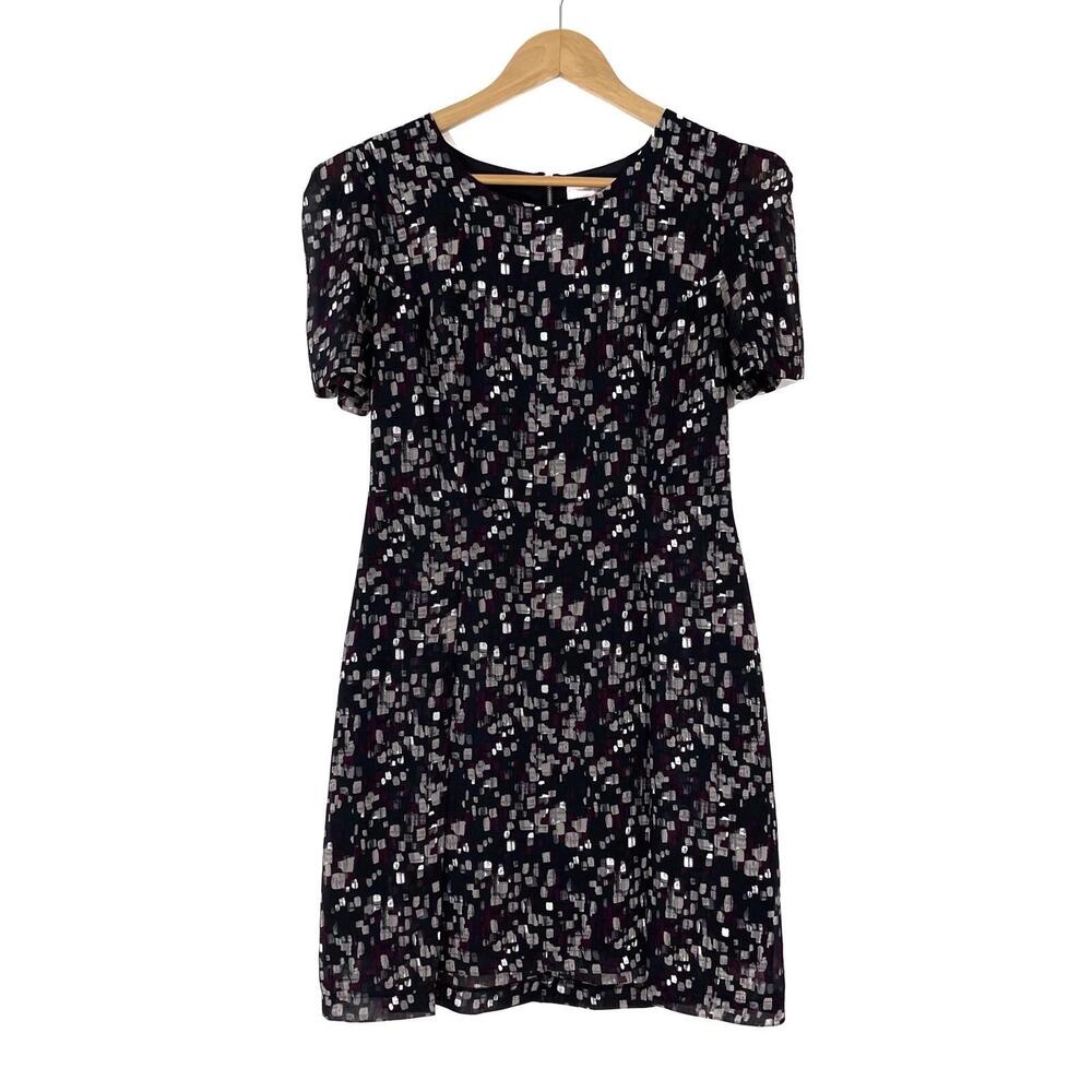 Forever 21 Women’s Size Small Black Multi Print Short Sleeve Lined Mini Dress